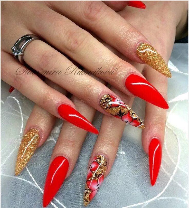 Красный маникюр стилеты Gel nails, Acrylic nails coffin, Coffin nails designs