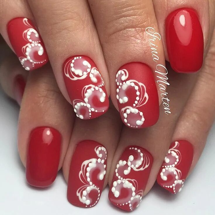 Красный маникюр узоры Irina Marten (@nails_irinamarten) on Instagram Nail art, Beautiful nail designs,