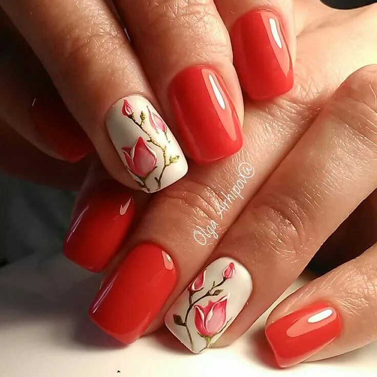 Красный маникюр весной Pin by Angelika Iscenko on Маникюр Red nails, Red nail designs, Manicure