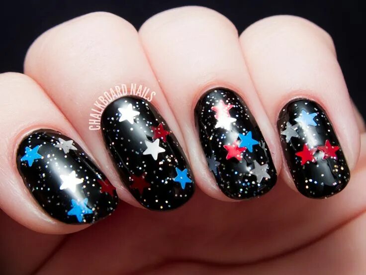 Красный маникюр звезды Star Spangled Topcoats from Salon Perfect (with Bonus Swatches) Nail art designs