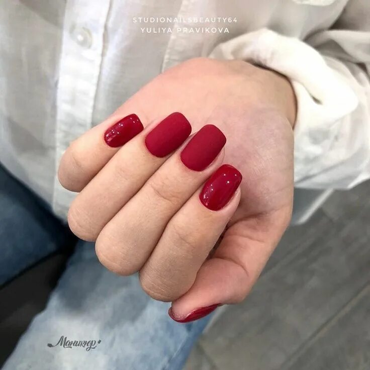 Красный матовый маникюр квадрат Pin by Elena Bmar on Маникюр Red acrylic nails, Trendy nails, Manicure