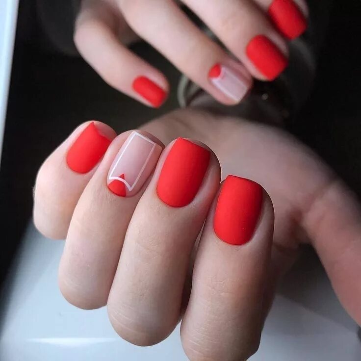 Красный матовый маникюр на короткие ногти 2024 Гель лак маникюр in 2023 Nails, Nail manicure, Red nails