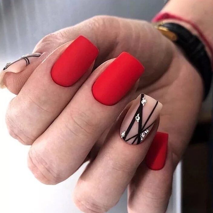 Красный матовый маникюр на квадратные ногти @nail_ideas_club @nail_ideas_club @nail_ideas_club..., Custom Nail Ideas, Red na