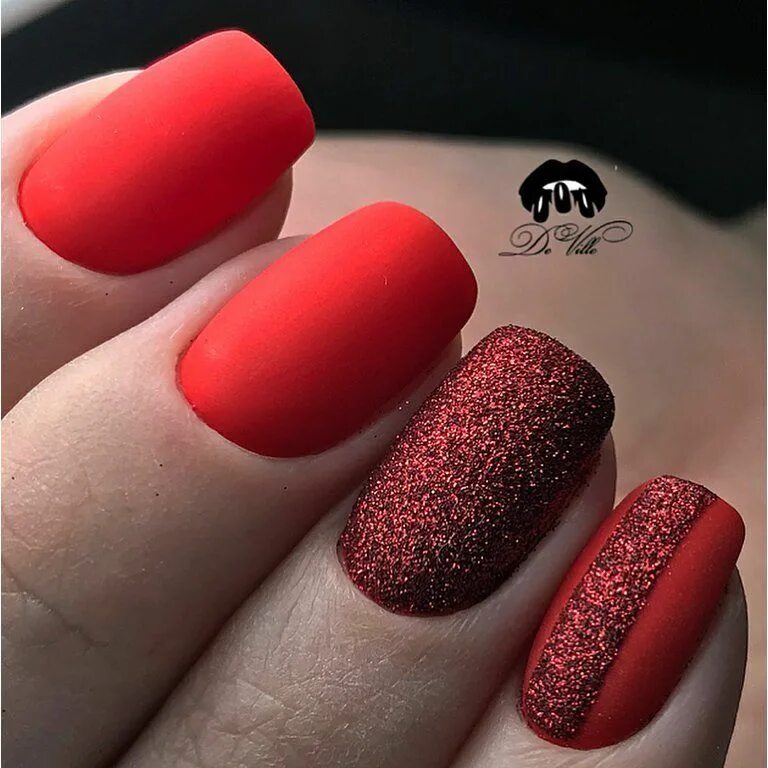 Красный матовый маникюр с дизайном Pin on nails art Coffin nails designs, Red nails, Gel nails
