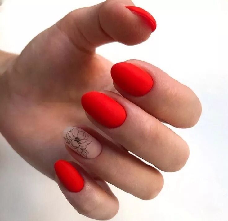 Красный матовый маникюр с дизайном Pin by Alina Murashova on nails Red nails, Manicure, Pink nail art designs