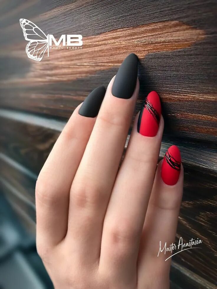 Красный матовый маникюр с дизайном Пин от пользователя Tatyana Javvadi на доске Nail Art Гвоздь, Матовый дизайн ног