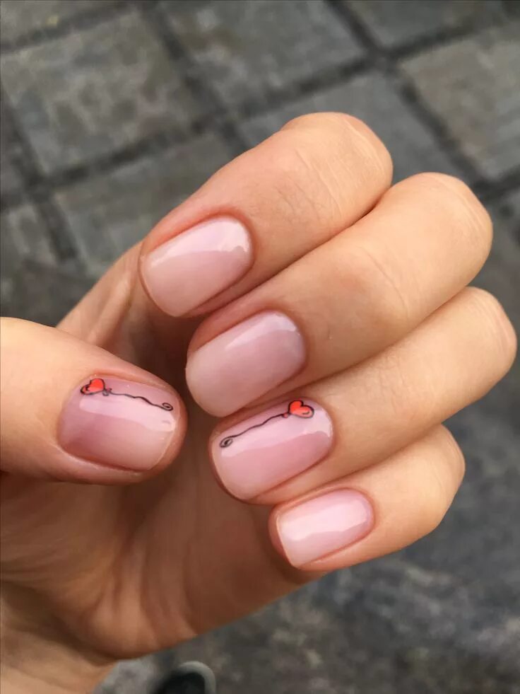Красный нюдовый маникюр Pin on Nails Manicure, Nail art, Nails
