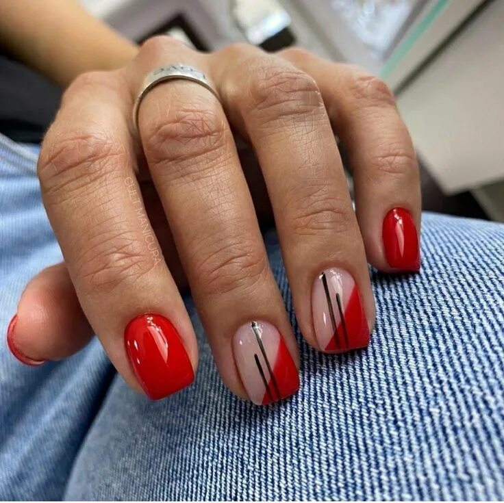 Красный офисный маникюр Маникюр на короткие ногти Red gel nails, Nails, Pretty nails