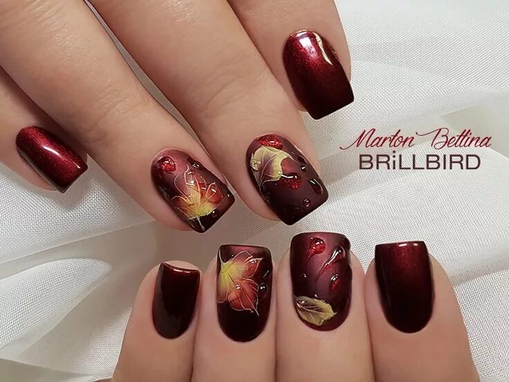 Красный осенний маникюр Pin on Nails Finger nail art, Fall nail art, Pretty nail art designs