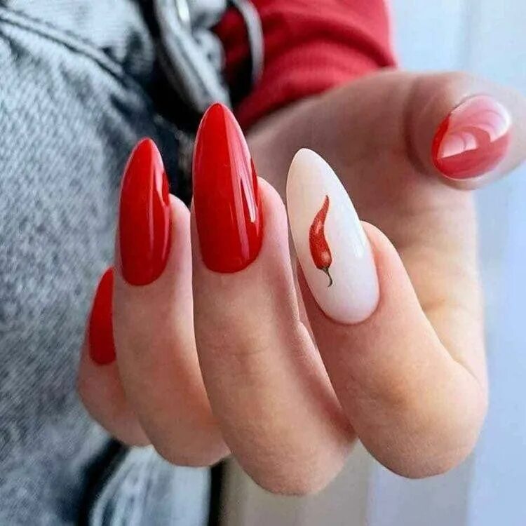 Красный осенний маникюр миндаль Идеи маникюра Swag nails, Nail manicure, Nails today