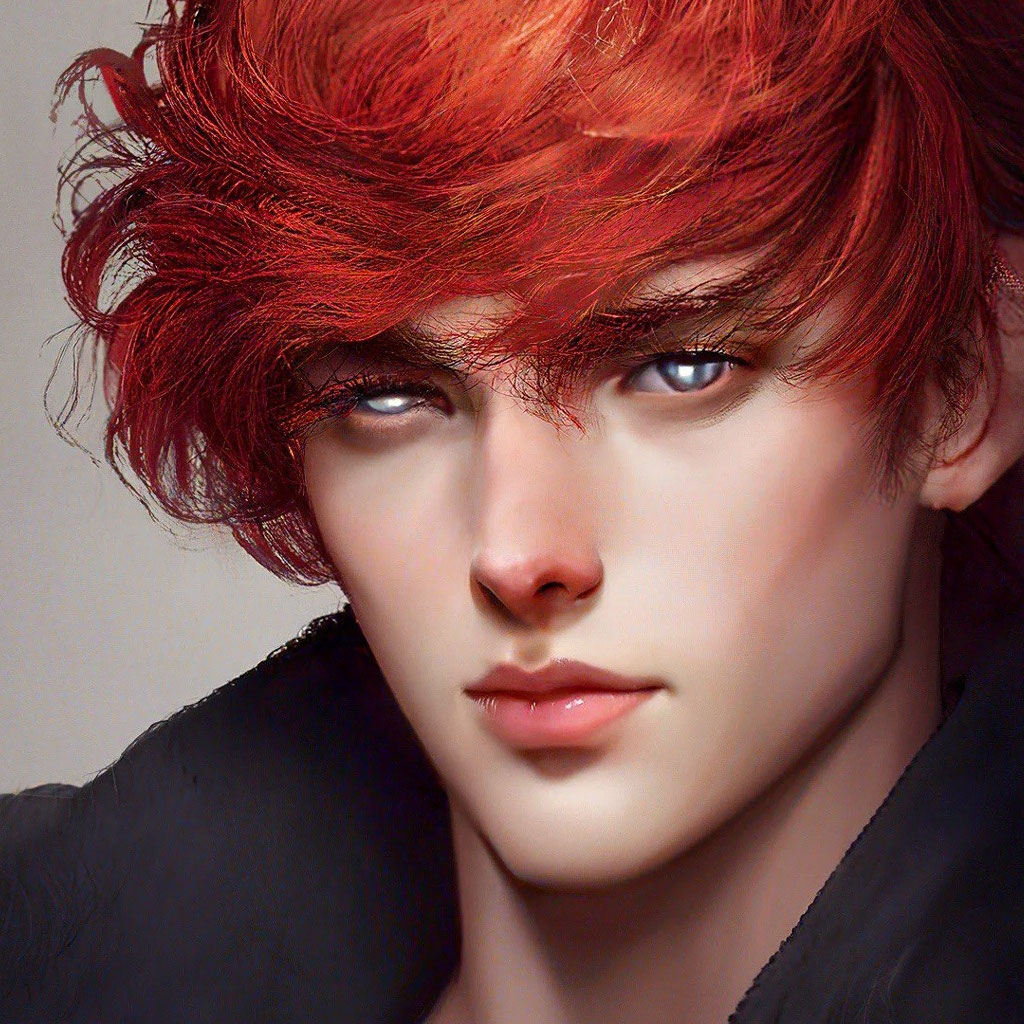 Красный парни фото "Handsome guy red eyes red hair, ." - image created in Shedevrum