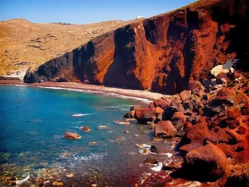 Красный пляж фото Kokkini Beach: A Vibrant Red Beach in Santorini, Greece