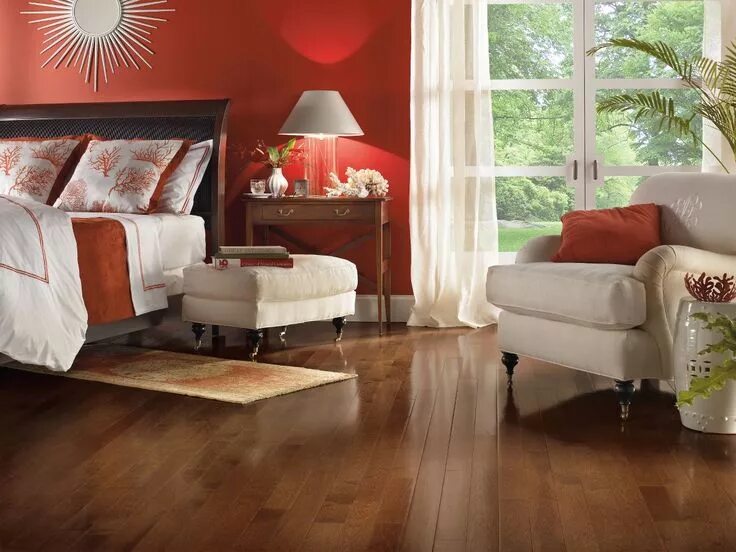 Красный пол в интерьере с чем сочетается Тёмный паркет в интерьере Floor design, Solid hardwood floors, Bruce hardwood fl