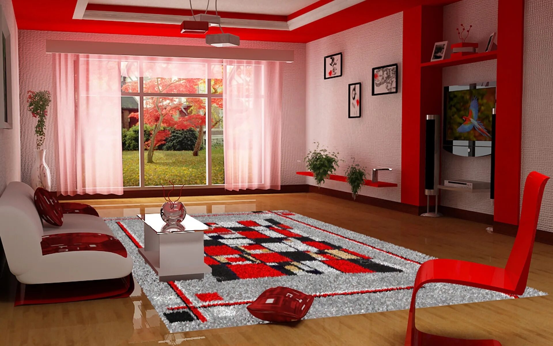 Красный пол в интерьере с чем сочетается Wallpaper : red, interior design, cottage, estate, dining room, style, home, fur