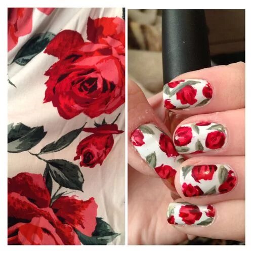 Красный розовый черный маникюр пошагово Red roses nails nails red nail roses red roses pretty nails nail ideas nail desi
