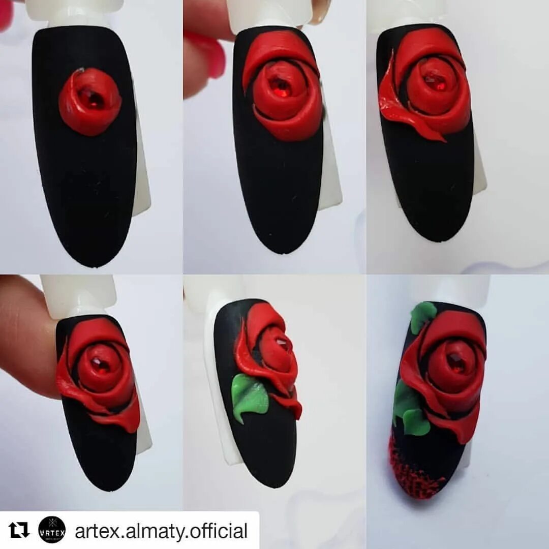 Красный розовый черный маникюр пошагово #Repost @artex.almaty.official (@get_repost) --- Мастер класс по лепке из гель п