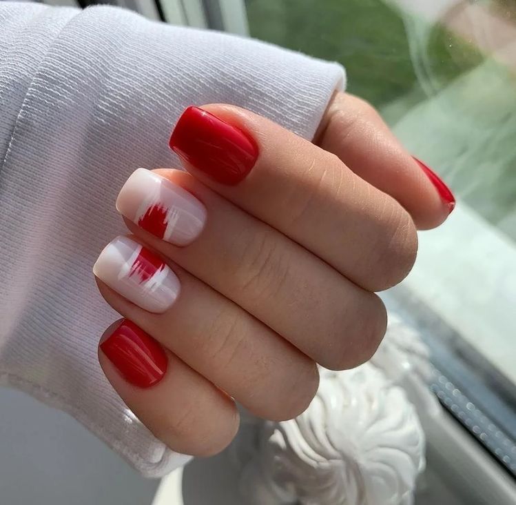 Красный с белым маникюр квадрат Pin by Екатерина on Дизайнерские ногти in 2024 French manicure nails, Work nails