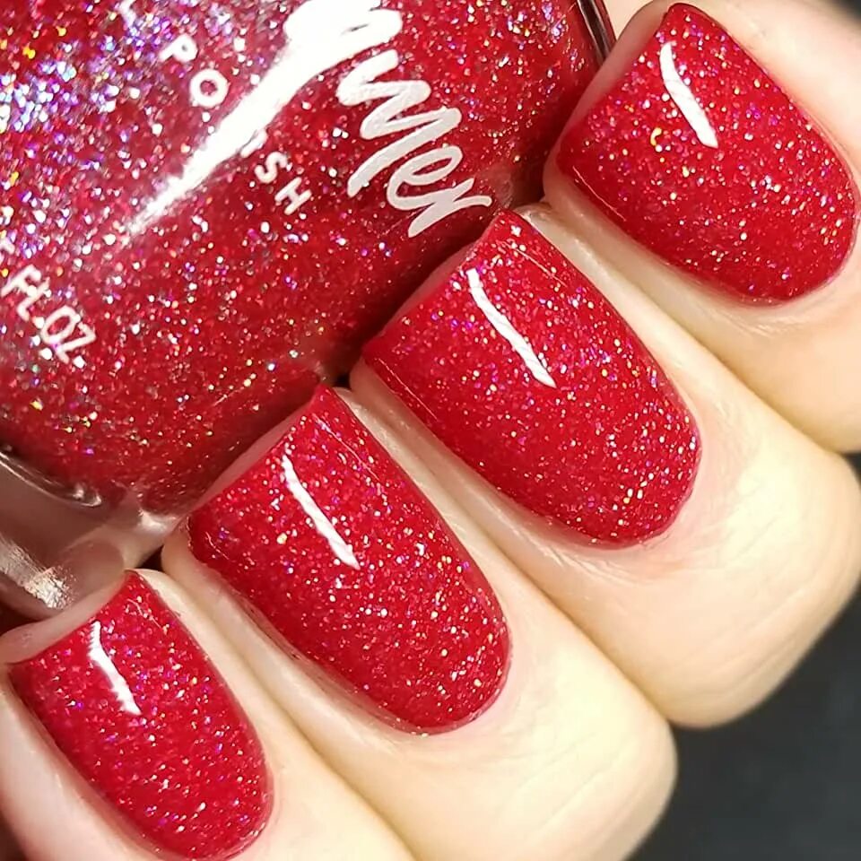 Красный с блестками маникюр на коротких ногтях Amazon.com: Kbshimmer