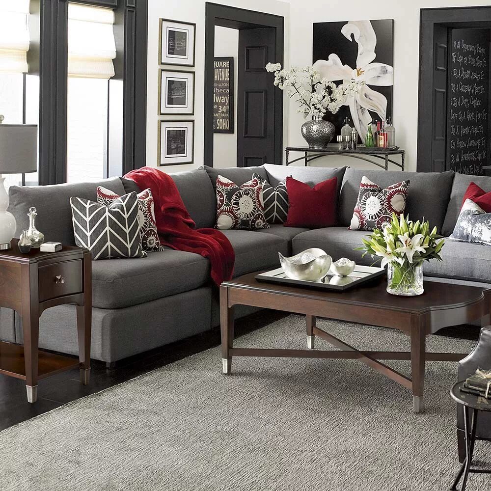 Красный с серым в интерьере Missing Product in 2019 Living room red, Living room grey, Grey, red living room