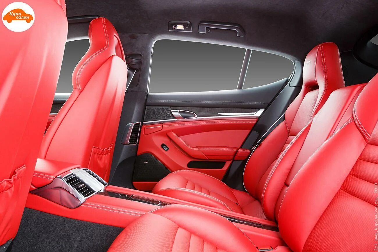 Красный салон тюнинг Перетяжка салона автомобиля кожей Porsche Panamera