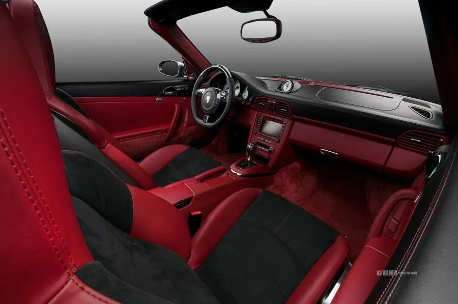 Красный салон тюнинг Porsche 911 Turbo Cabriolet by Vilner 2014 года выпуска. Фото 2. VERcity