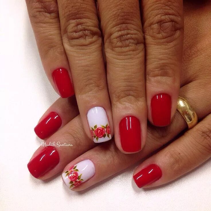 Красный шеллак фото Resultado de imagem para unhas decoradas com joias Nail art, Nails, Rose nails