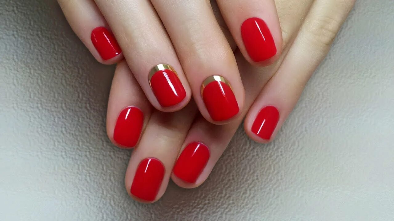 Красный шеллак фото Дизайн ногтей гель-лак shellac - Обратный френч MINX (видео уроки дизайна ногтей