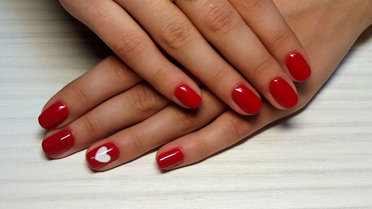 Красный шеллак фото Gel polish nail art design tutorial video - Draw nail art - YouTube