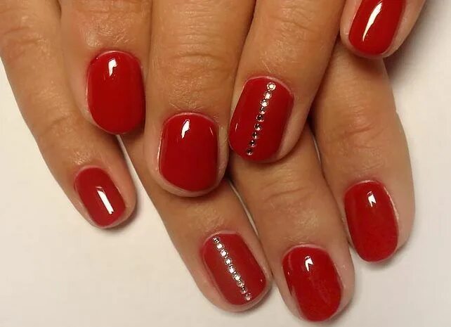 Красный шеллак фото Красный Маникюр в 2018: на Короткие, Длинные Ногти + 225 ФОТО Red nails, Rhinest