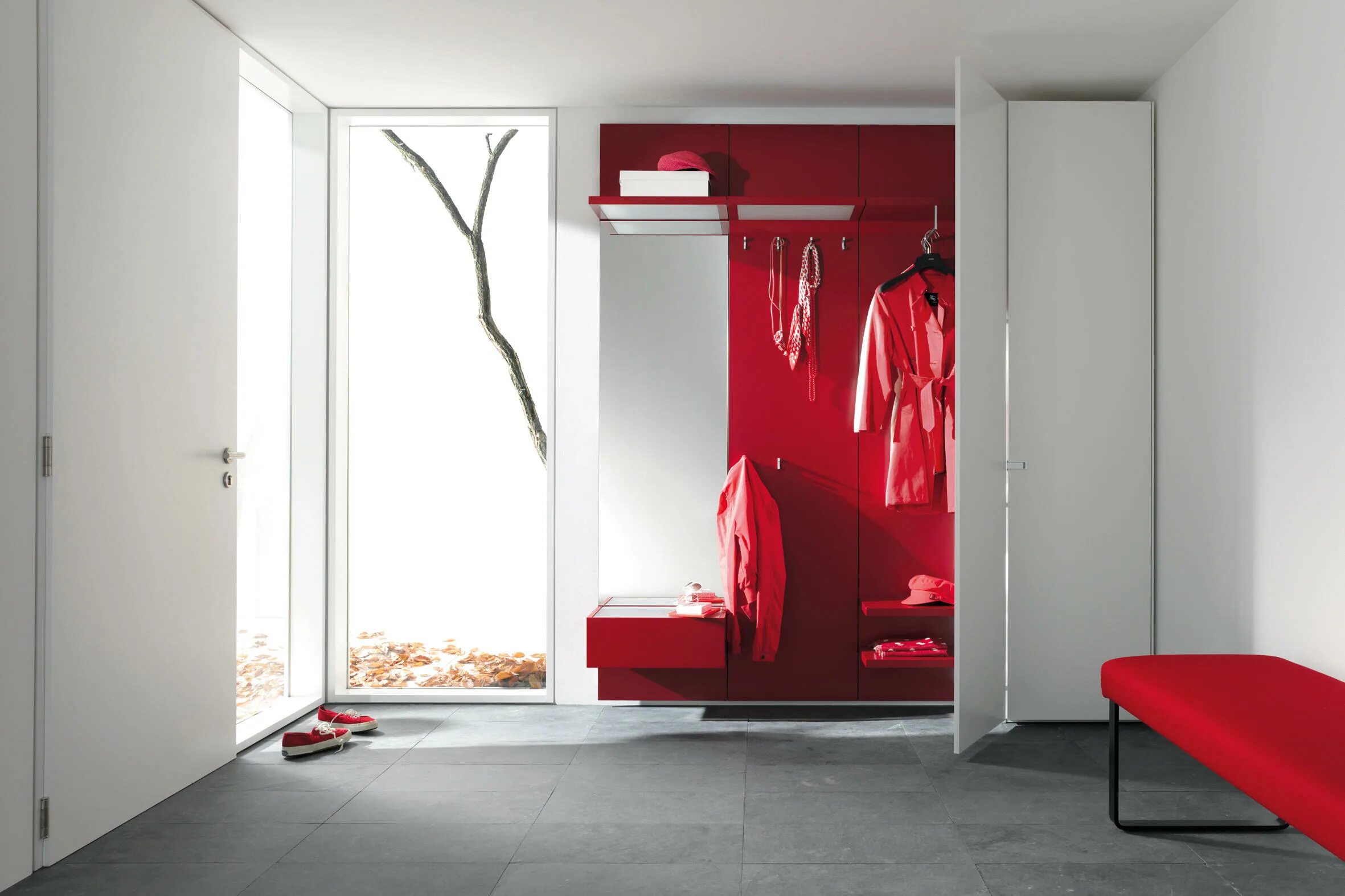 Красный шкаф в интерьере гостиной фото COLLECT - Garderobenschränke von interlübke Architonic