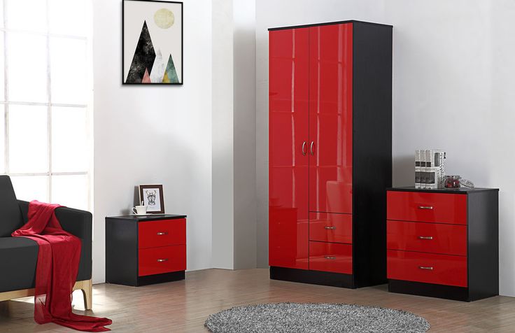 Красный шкаф в интерьере гостиной фото Stylish and Affordable High Gloss Bedroom Furniture