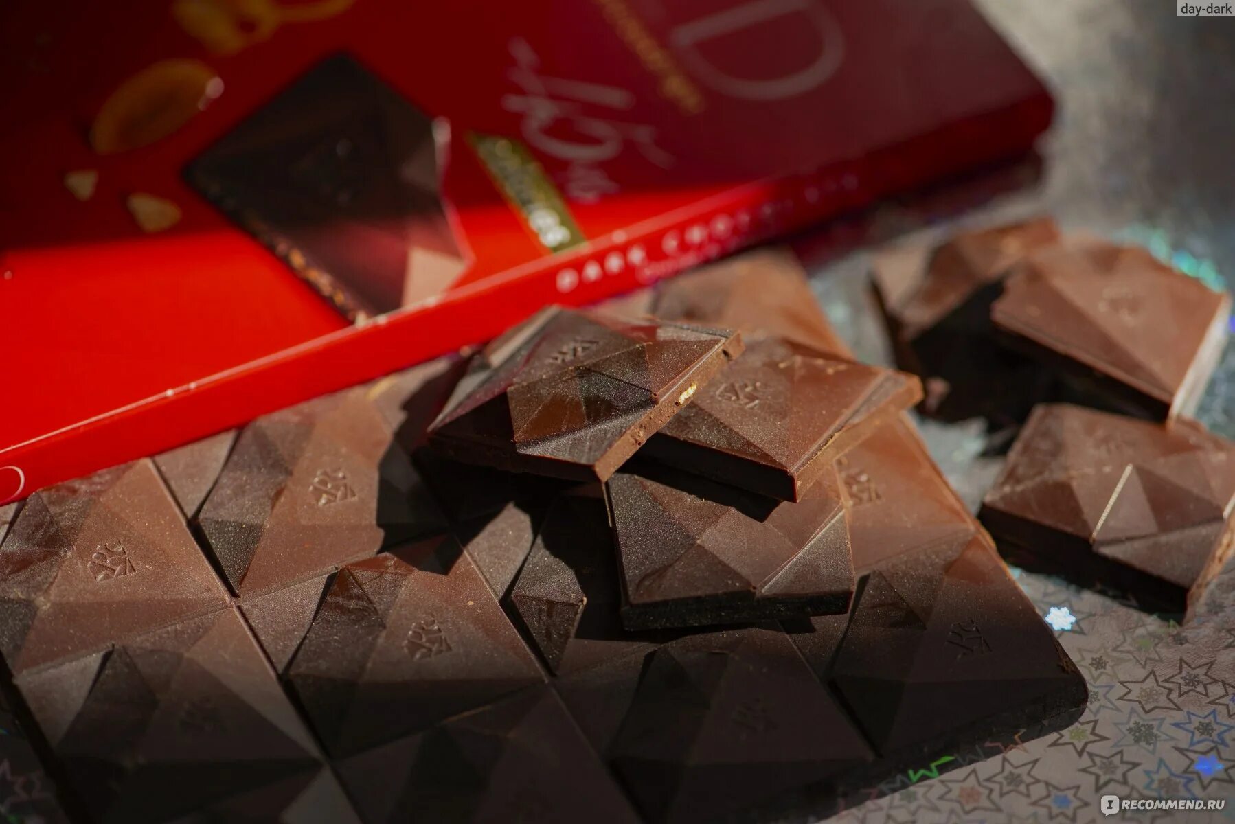 Красный шоколад фото Шоколад RED Delight Тёмный со сниженной калорийностью с апельсином и миндалём - 