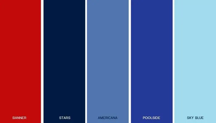 Красный синий получится какой цвет фото A Patriotic Pool Party Blue color schemes, Blue bedroom colors, Blue color combi