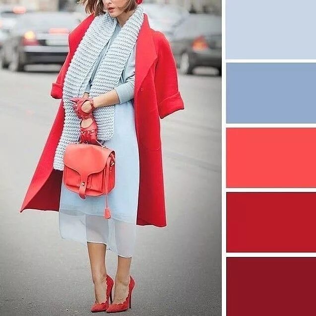 Красный сочетание с другими цветами в одежде Pale blue with bright red outfit in 2024 Colour combinations fashion, Color comb