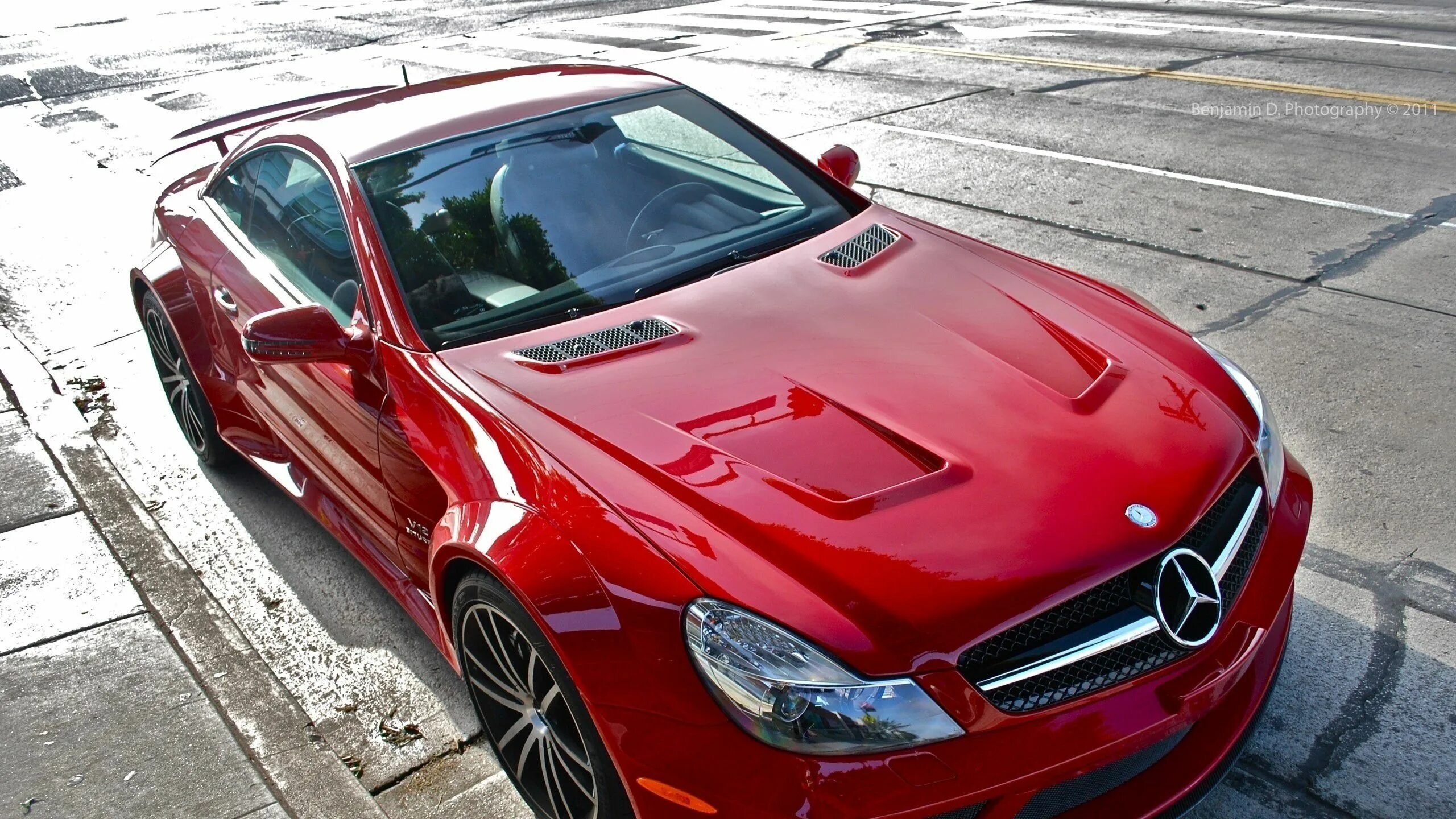 Красный цвет авто фото Скачать 2560x1440 mercedes-benz sl65 amg, mercedes-benz, красный, авто обои, кар