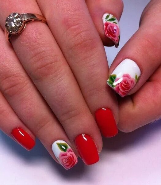 Красный цвет дизайн ногтей с цветами Pin by Katy Martes on Nails Flower nails, Best nail art designs, Nail designs sp