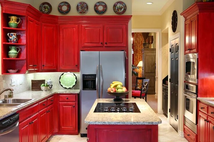 Красный цвет интерьере кухни фото Cheryl Ketner's kitchen...even better looking in person...thanks girl!!! Red kit