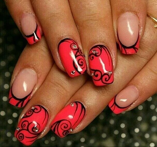 Красный цвет маникюр рисунки Nail art Nail art, Red nails, Nail art designs