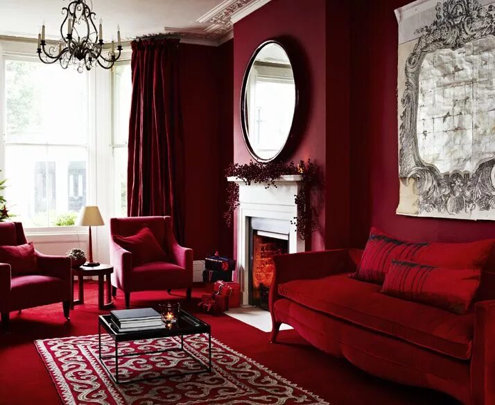 Красный цвет стен в интерьере Plan du site - El' Lefébien Living room red, Living room design red, Christmas l