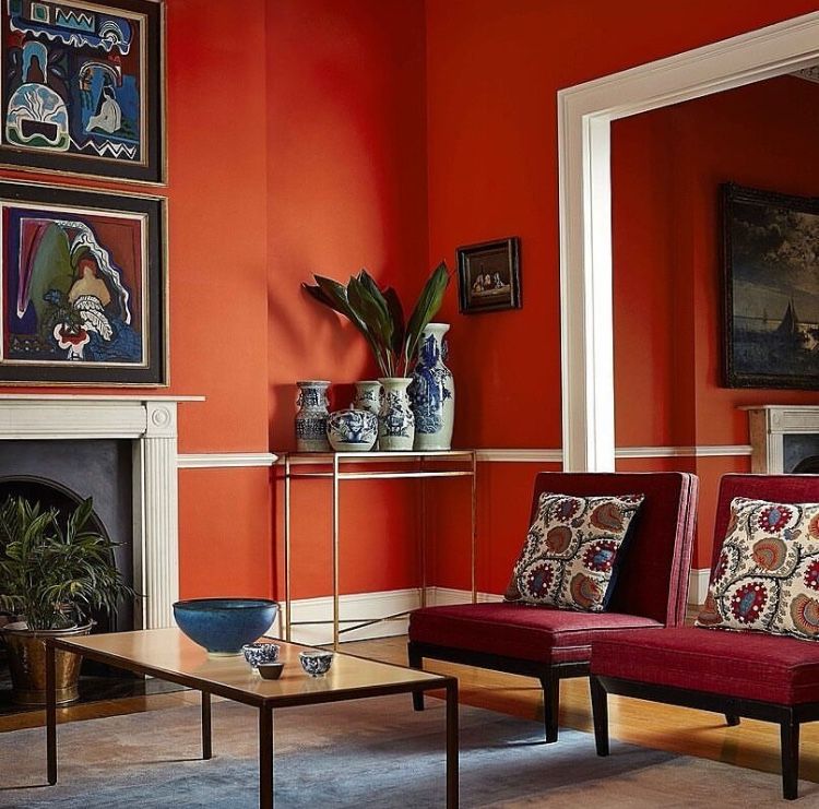 Красный цвет стен в интерьере Pin by Designs by Katrina on Paint (With images) Living room orange, Home decor,