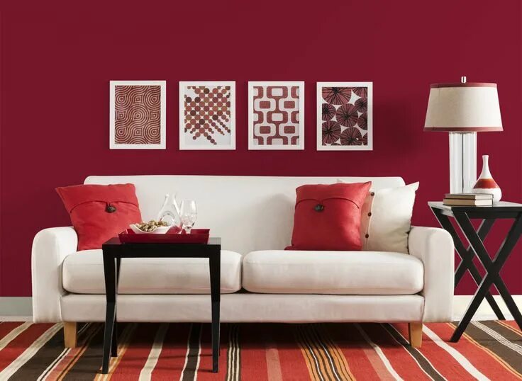 Красный цвет стен в интерьере Red Living Room Ideas to Decorate Modern Living Room Sets Deco salon blanc, Déco