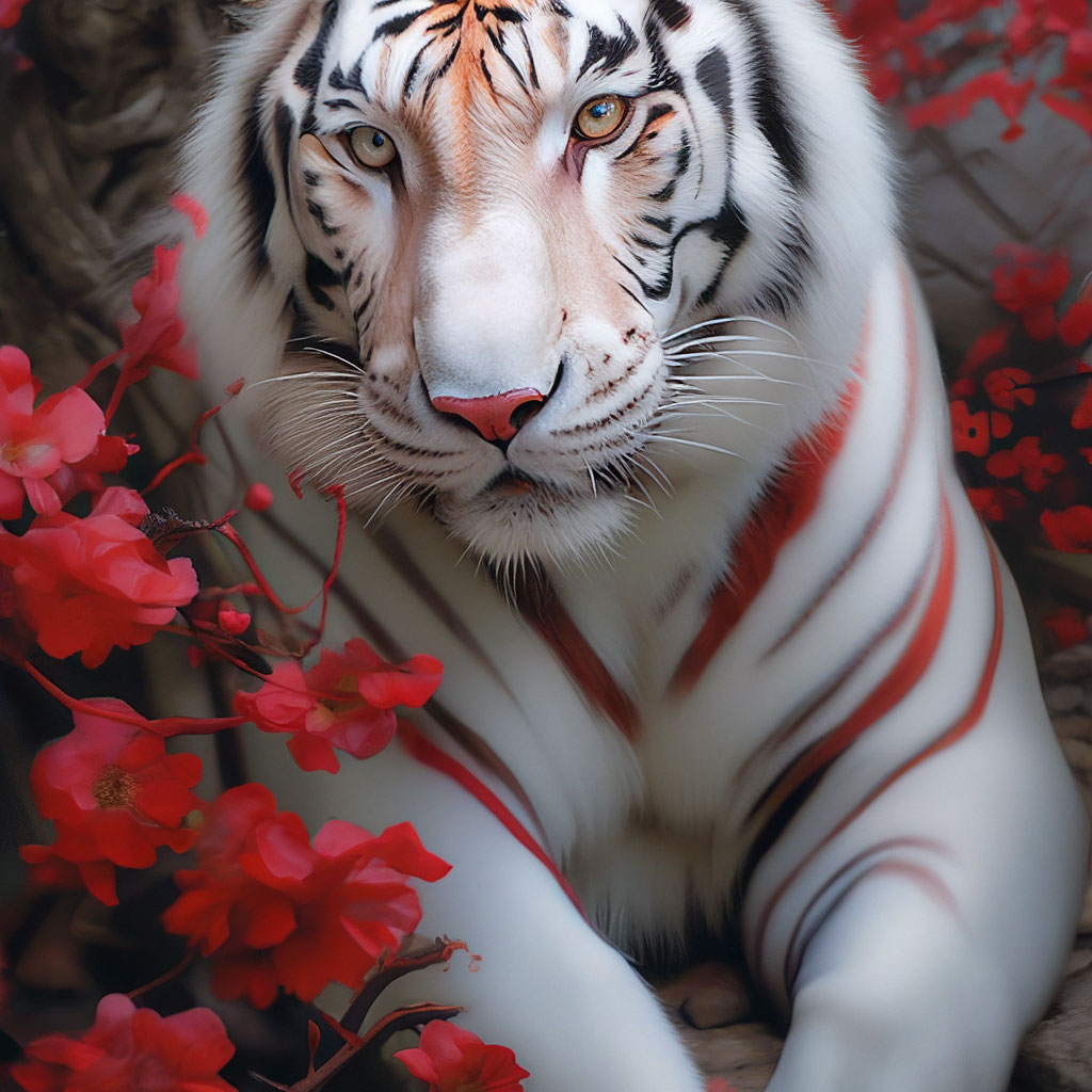 Красный тигр фото "Chinese white-red tiger" - image created in Shedevrum