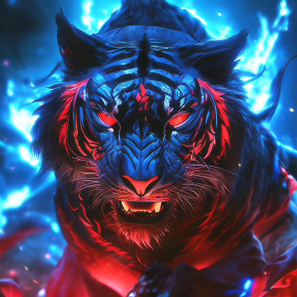 Красный тигр фото "Black tiger,demon,anime style, ." - image created in Shedevrum