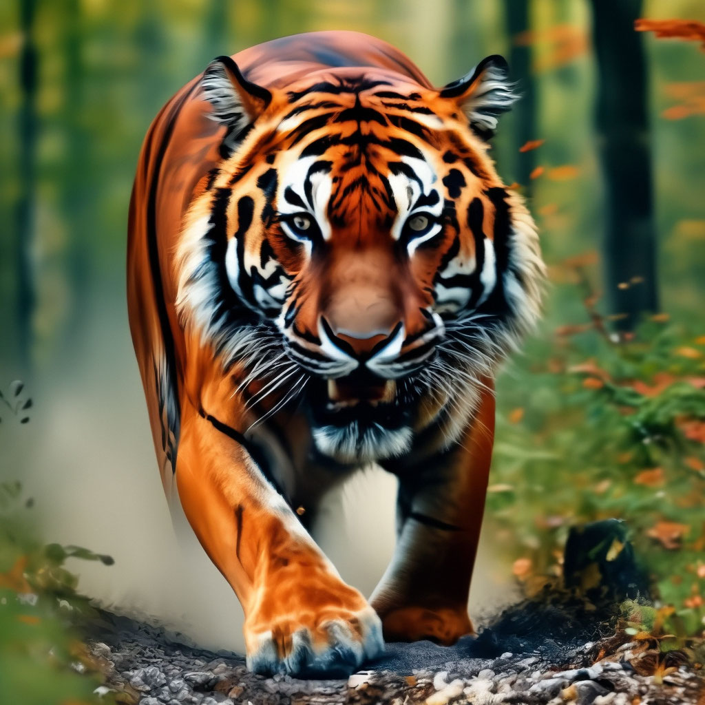 Красный тигр фото "Red tiger, forest steppe, dynamics, ." - image created in Shedevrum