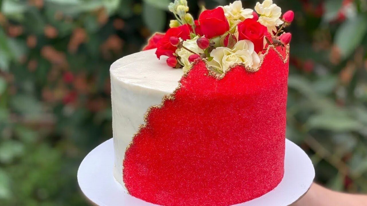 Красный торт декор Сахарное украшение торта Красный Бархат SUGAR SHEET technique. Cake Red Velvet А