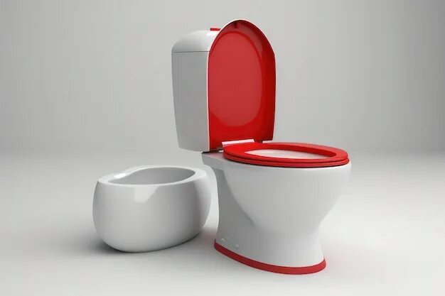 Красный туалет фото Premium Photo A realistic white background with a red toilet bowl against a red 