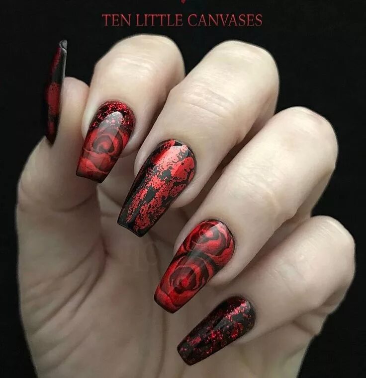 Красный винтажный маникюр Pin by Joe Jordans Texas BBQ on Nailed It Rose nails, Rose nail design, Rose nai