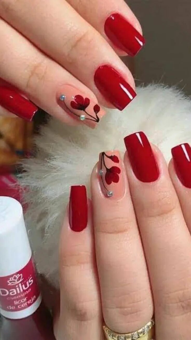 Красный яркий маникюр на квадратные ногти Red Matte colour Unghie idee, Unghie rosse, Unghie vinaccio