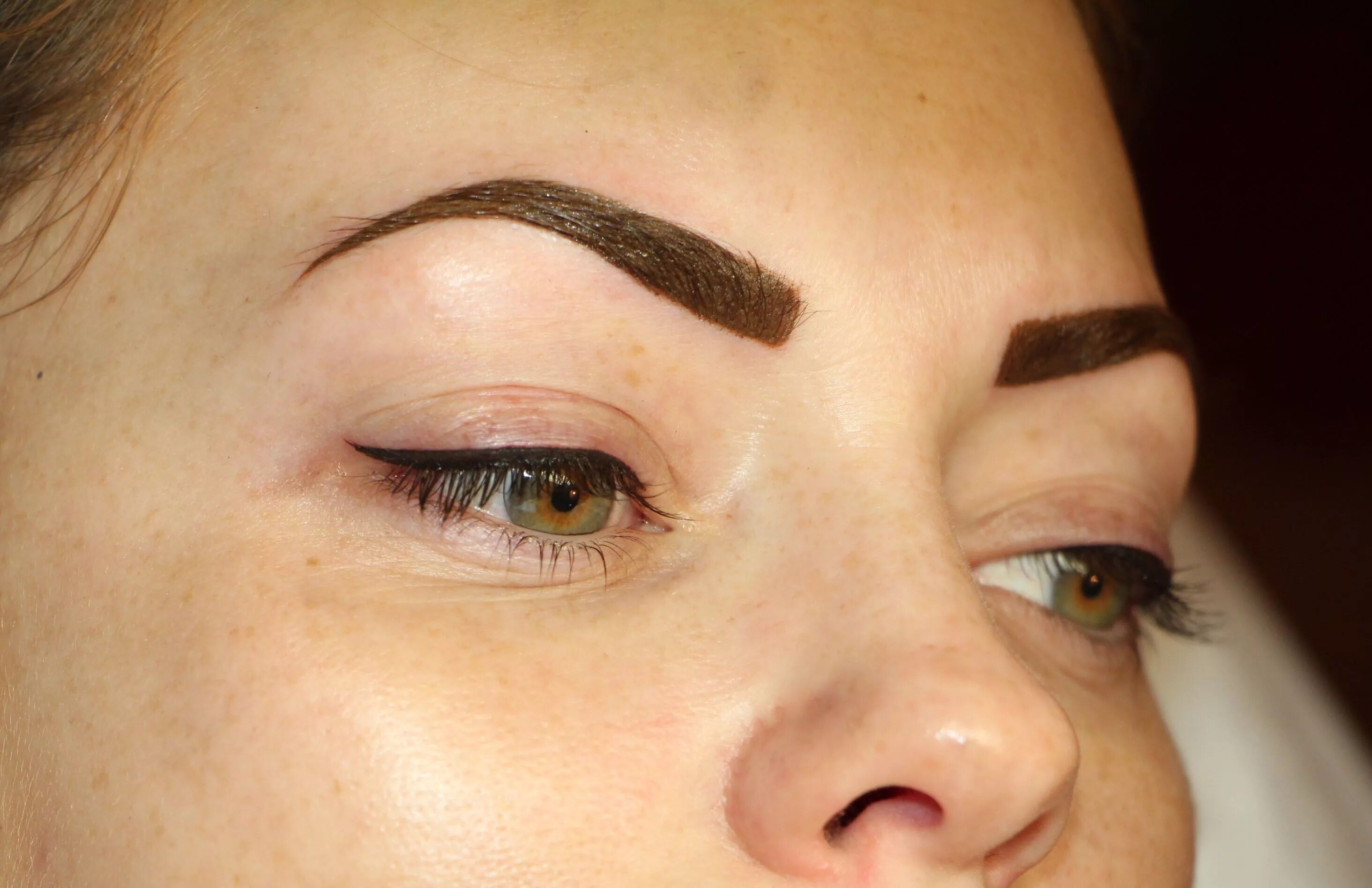 Красят ли брови татуаж Powdered brows & top eyeliner permanent makeup
