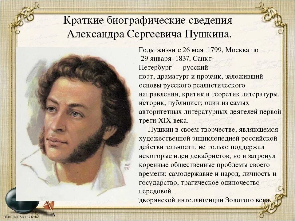 Краткая биография фото Очень краткое содержание о пушкине - найдено 73 картинок